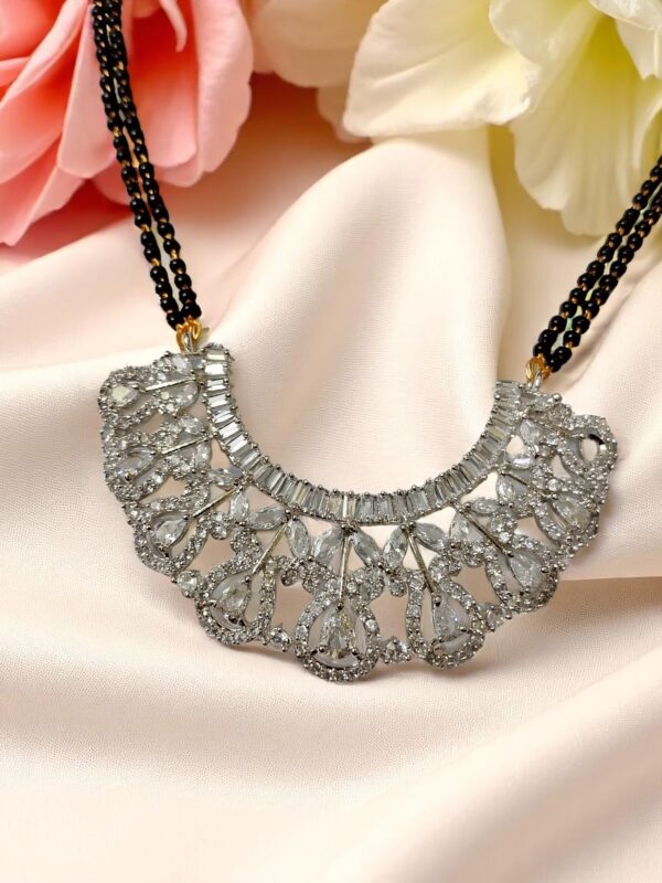 Gorgeous AD Stone Mangalsutra with Matching Earrings - Image 2
