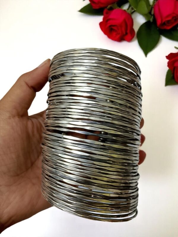 Classic Textured Metal Cuff Bangles Set - Image 2