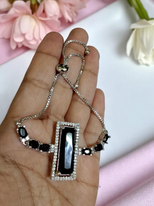 Elegant Black AD Stone Adjustable Bracelet - Image 2