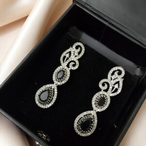 Black Ad Stone Earring Pair