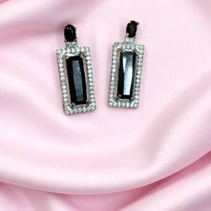 Black Ad Stone Premium Quality Earring Pair