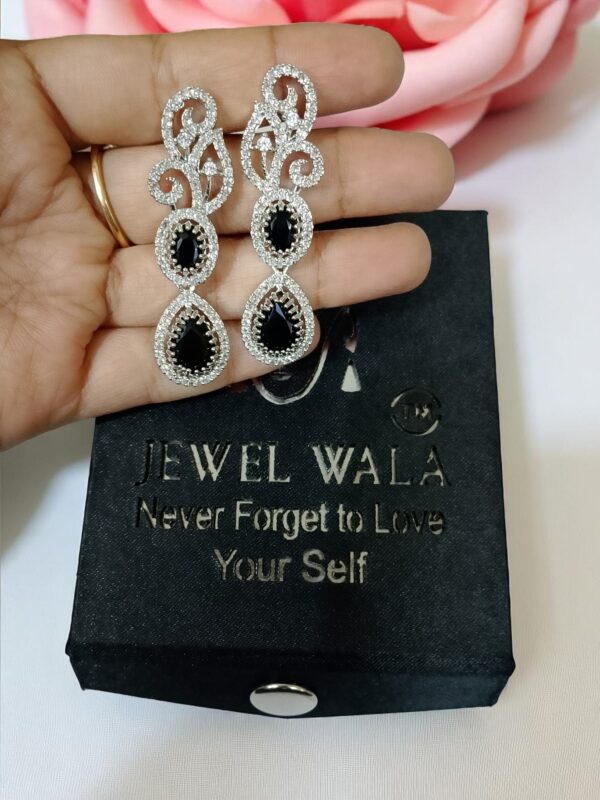 Black Ad Stone Earring Pair - Image 2