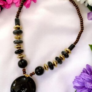 Black, Red, Light Pink necklace 3 pcs set