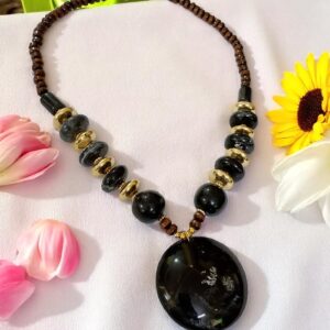 Elegant Green, Rani, Black 3 Pcs Necklace Set