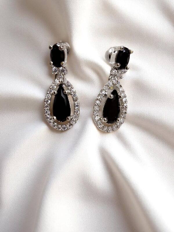 Black Ad Stone Earring Pair - Image 2