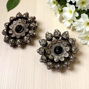 Replica Black Flower Motive Earring