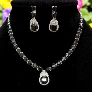 Radiant Black American Diamond Necklace Set