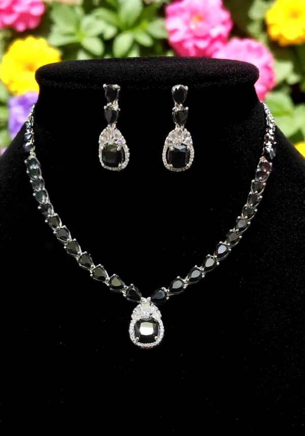 Radiant Black American Diamond Necklace Set