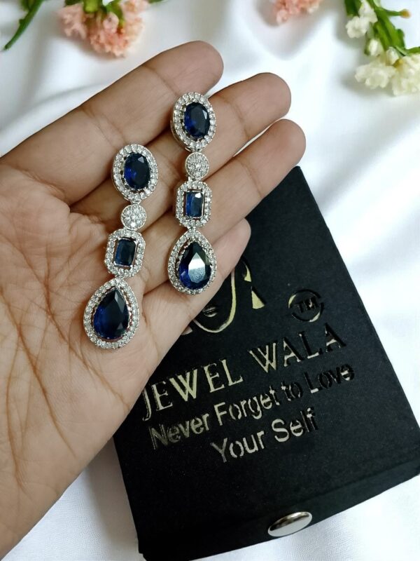 Blue Ad Stone Earring Pair - Image 2