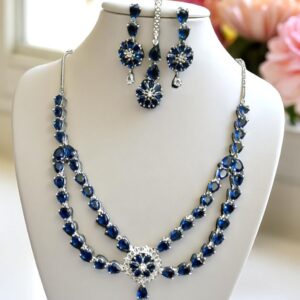 American Diamond Jewelry Set – Necklace, Earrings, Finger Ring & Maang Tikka