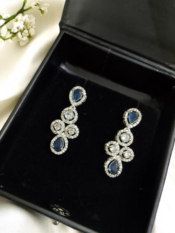 Blue Ad Stone Earring Pair