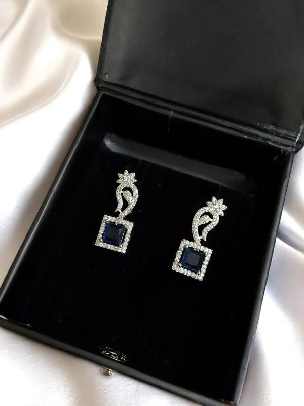Blue Ad Stone Small Earring Pair