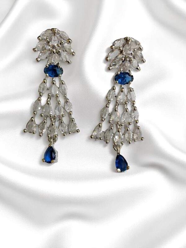 Blue Ad Stone Drop-Style Earring Pair - Image 2