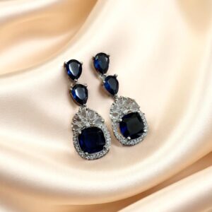 Blue Classic Teardrop American Diamond Earrings