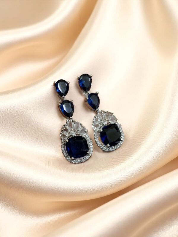 Blue Classic Teardrop American Diamond Earrings