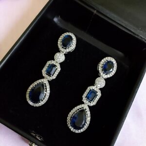Blue Ad Stone Earring Pair