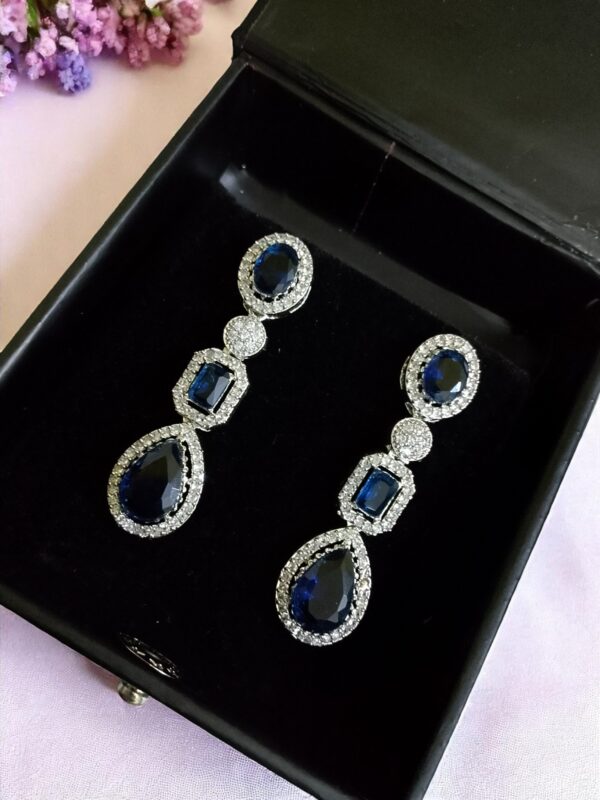 Blue Ad Stone Earring Pair