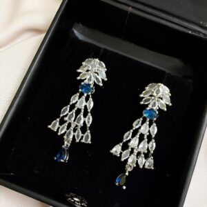 Blue Ad Stone Drop-Style Earring Pair