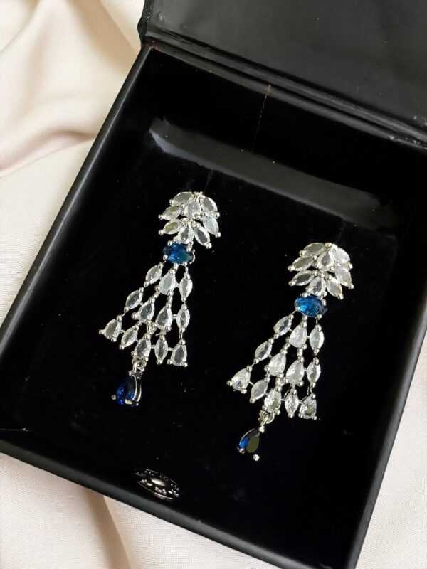 Blue Ad Stone Drop-Style Earring Pair