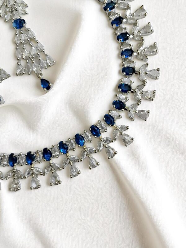 Luxury Blue AD Necklace, Earrings & Ring Set - Image 2