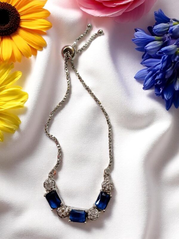 Stylish Blue Stone Adjustable Bracelet - Image 2