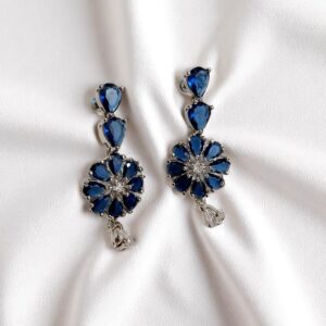 Blue Flower Stone Earring Pair