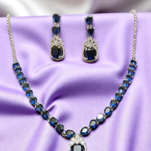 Radiant Blue American Diamond Necklace Set