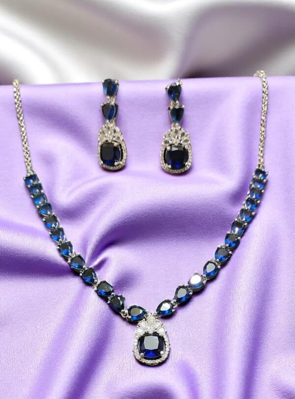 Radiant Blue American Diamond Necklace Set