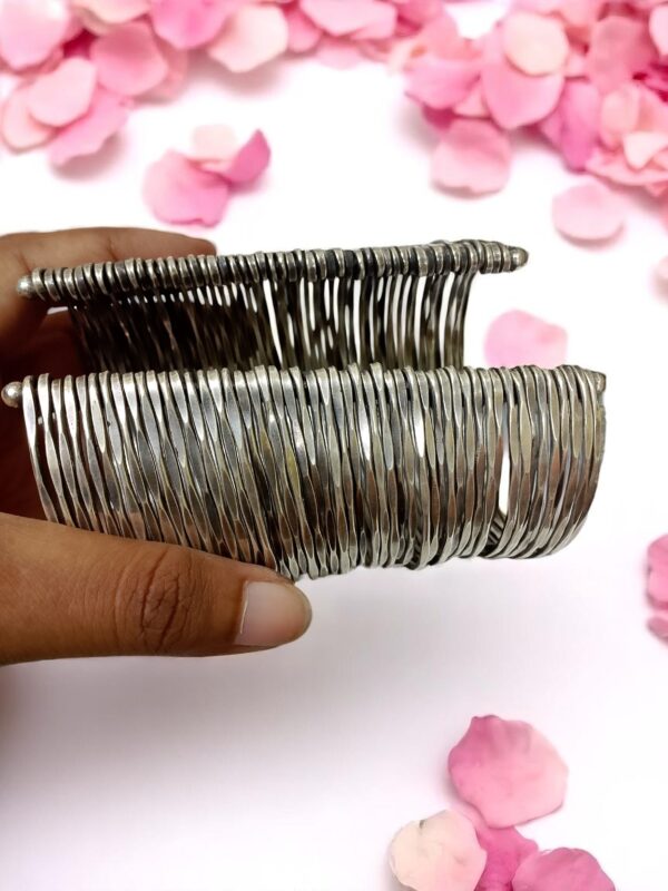 Classic Textured Metal Cuff Bangles Set - Image 3