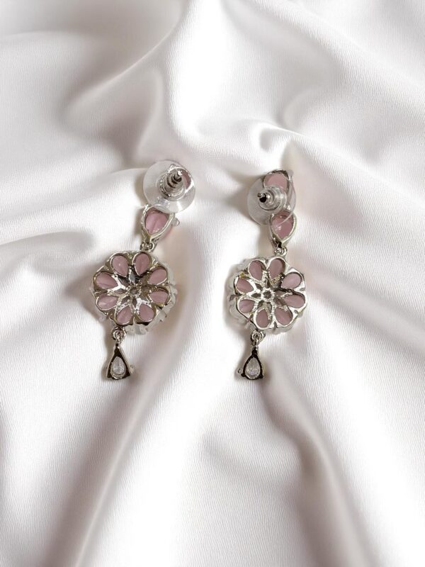 Pink Flower Stone Earring Pair - Image 5