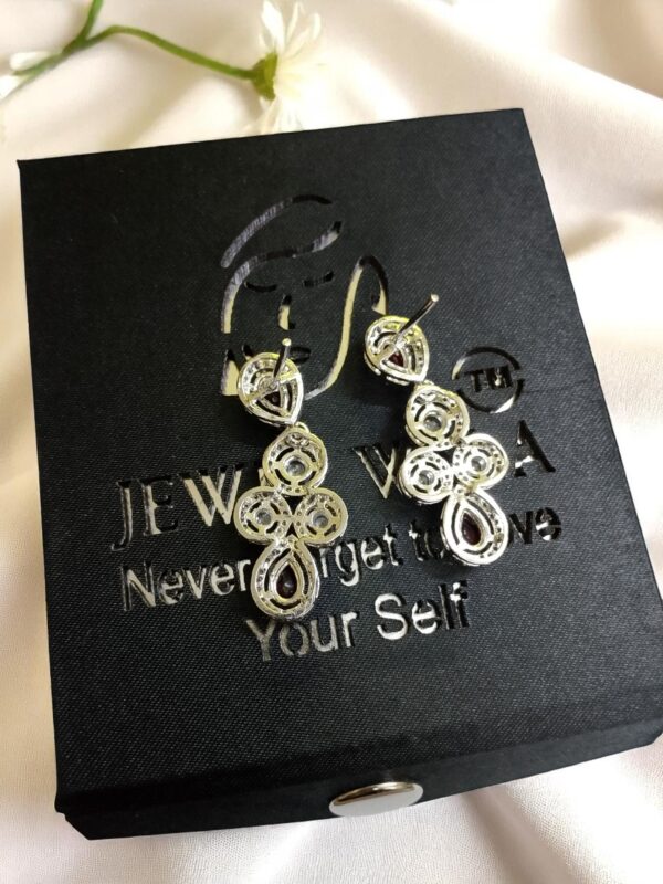 White Ad Stone Earring Pair - Image 4