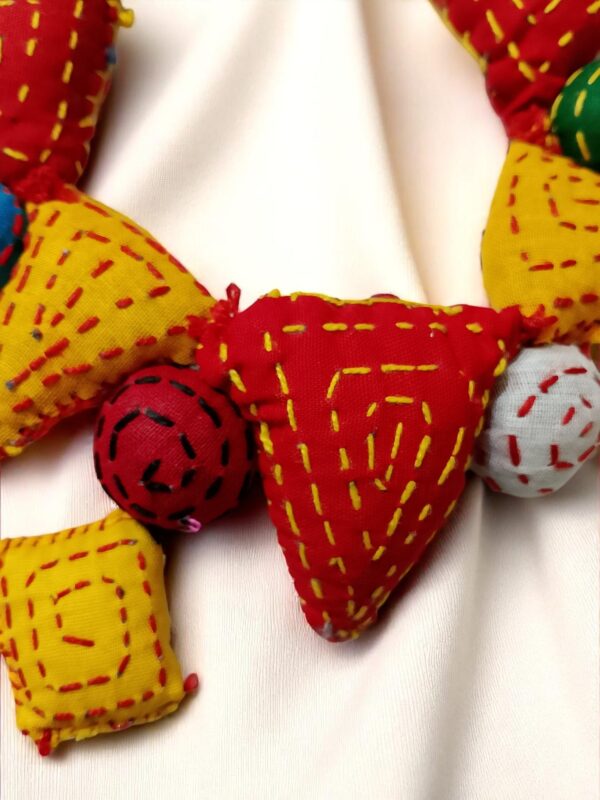 Multicolor Handmade Fabric Necklace With Earring - Image 2