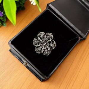 Oxidised Floral Statement Finger Ring