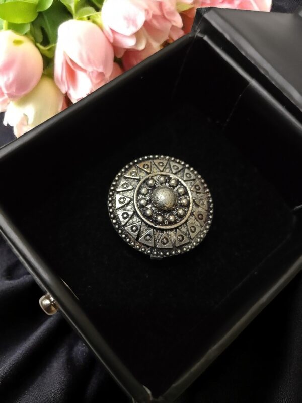 Antique Oxidised Silver Tone Statement Ring