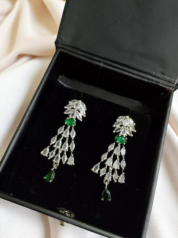 Green Ad Stone Drop-Style Earring Pair - Image 2