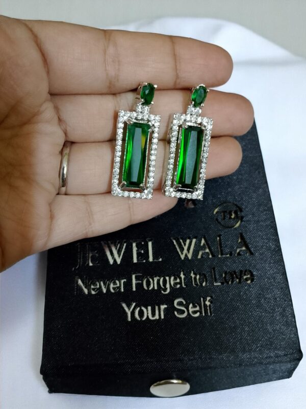 Green Ad Stone Premium Quality Earring Pair - Image 4