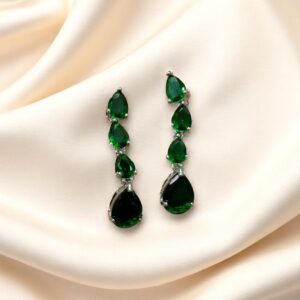 Green Ad Stone Earring Pair