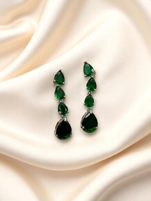 Green Ad Stone Earring Pair