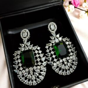 Green Ad Stone Earring Pair