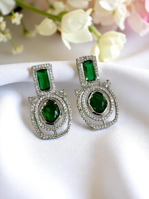 Green Ad Stone Earring Pair - Image 3