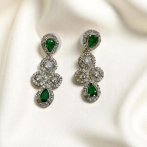 Green Ad Stone Earring Pair
