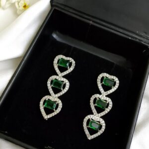 Green Ad Stone Earring Pair