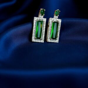 Green Ad Stone Premium Quality Earring Pair