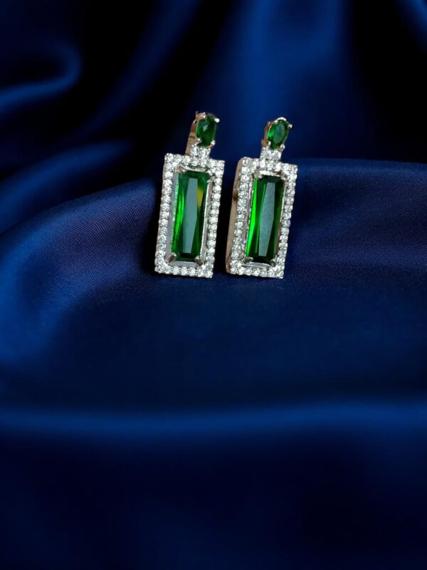 Green Ad Stone Premium Quality Earring Pair