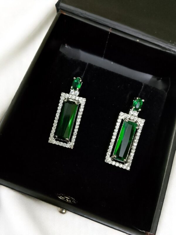 Green Ad Stone Premium Quality Earring Pair - Image 2