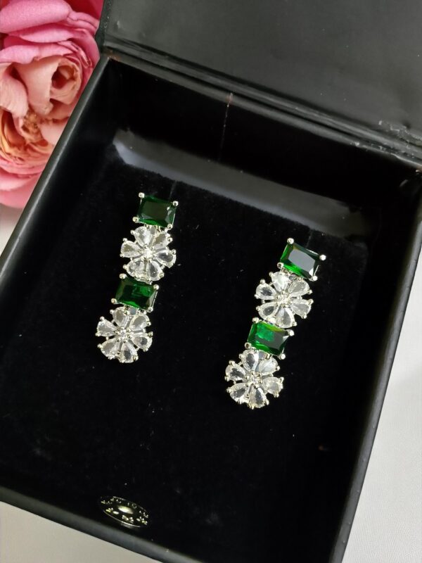 Green Ad Stone Drop-Style Earring Pair