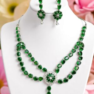 American Diamond Jewelry Set – Necklace, Earrings, Finger Ring & Maang Tikka