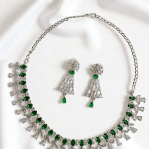 Green Ad Stone Drop-Style Earring Pair