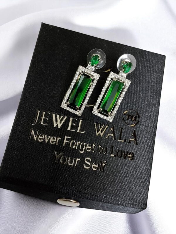 Green Ad Stone Premium Quality Earring Pair - Image 3