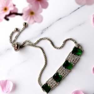 Stylish Green Ad Stone Adjustable Bracelet